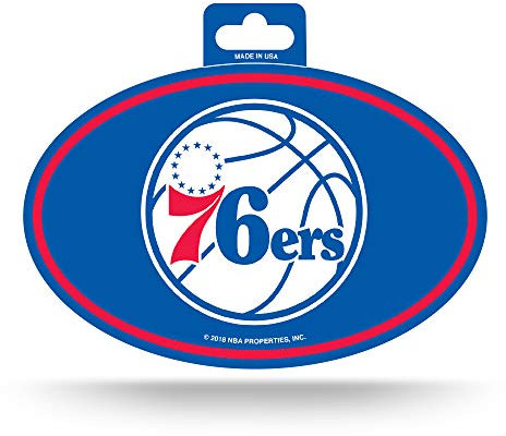 Rico Industries NBA Color Team Logo ovaler Aufkleber, Philadelphia 76ers, 7,6 x 12,7 cm