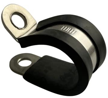 On1shelf 10 fascette stringitubo a P rivestite in gomma, 6 mm, in acciaio inox, qualità premium