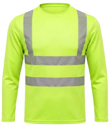 HYCOPROT Warnschutz T-Shirt Sicherheits Langarmshirt Herren EN ISO 20471 | Mesh, Atmungsaktiv, Soft, Durable, Comfortable, Anti-Odor, Elastisch, Bequem, Langlebig, Arbeit Laufen Radfahren Wandern