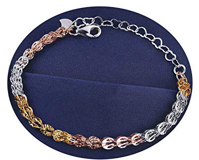 KnSam Silberarmband Damen 925 Damen Armband Damen Tricolor Kette Armband Damenarmband Armschmuck Tricolor Tricolor-4Mm Armband