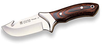 joker Coltello Bushcraft Cervo con ghiera in Acciaio Inox, Cache in Legno Rosso e Lama MOVA 10 cm, Custodia in Pelle, CR05 per la Pesca, la Caccia, l'escursionismo, Il Campeggio