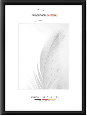Duisburger-Rahmen24 DR24 Cadre Photo 80x90 (Noir Matt) sur Mesure, Cadre en Bois MDF de 35 mm de Largeur INCL. vitre en Verre synthétique antireflet, paroi arrière Stable, Crochets et Fixations