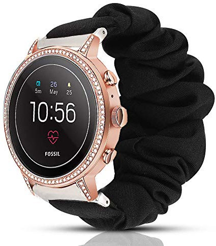 LvBu Armband Kompatibel mit Fossil Venture HR, weiche Haargummis Uhrenarmband für Fossil Venture HR gen 4/Venture gen 3 (Schwarz)