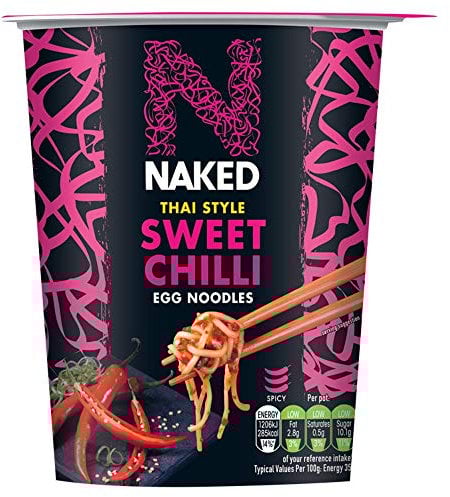 NAKED Noodle, Vegetarian Thai Style Sweet Chilli Egg Noodles Pot, 78 g (Pack Of 12)