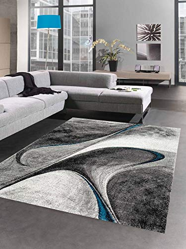 CARPETIA Teppich modern Wohnzimmerteppich abstrakt in grau blau Größe 120x170 cm