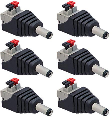6x DC Hohlstecker 5,5mm >2,1mm auf Terminal Block 2-Pin Stecker Adapter Druckklemme