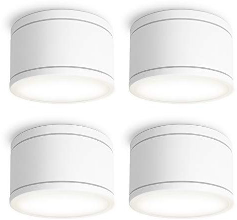 SSC-LUXon 4 Stück CELI-WX flache LED Aufputz Strahler IP44 Bad Außen mit LED GX53 neutralweiß 5W - Aufbauspot rund weiß 230V