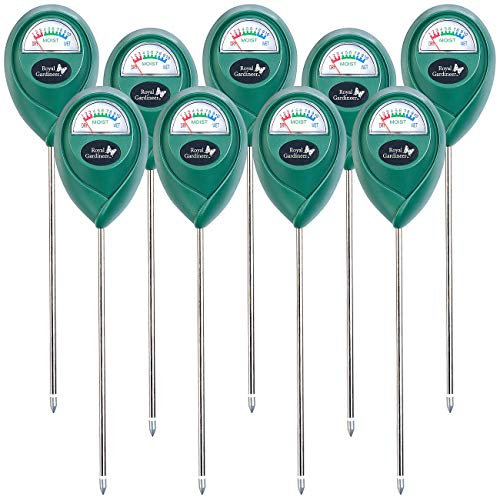 Royal Gardineer Feuchtigkeitsmesser: 9er-Set Boden-Feuchtigkeitsmessgerät für Pflanzen (Feuchtigkeitssensor Pflanzen, Feuchtefühler, Bodenfeuchtigkeit)