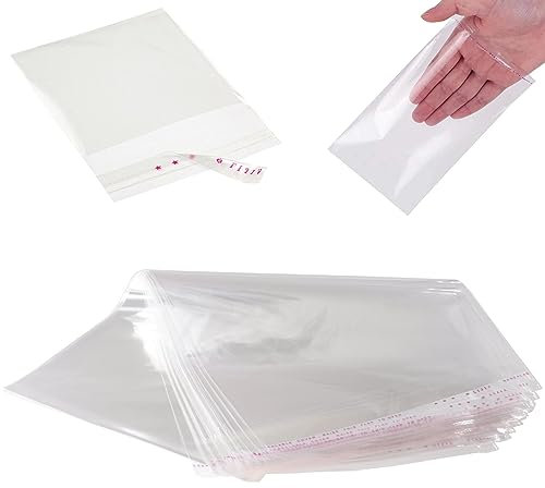 DIY-24H | 87 Größen frei wählbar | OPP Flachbeutel transparent selbstklebend Tüten Peel & Seal Folientüten aus durchsichtigem Kunststoff Zellophan-Hüllen (100 Stück, 9 x 13 cm)