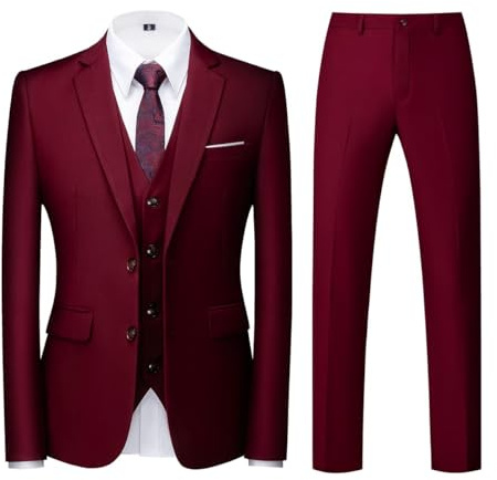 KUDORO Costume Homme 3 pièces Slim Fit à Deux Boutons Blazer Pantalon Gilet | Smoking Men Suits 3 Piece pour Mariage Business Fête Confort