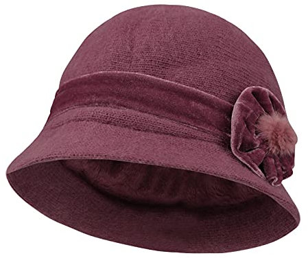 IBLUELOVER Weibliche Mütze Mittleren Alters Herbst Winter Strickmütze Basin Cap Alter Mann Hut Oma Kaninchenfell Wollmütze Warm Wintermütze Winddicht Winterhut Wandern Camping Reisen Outdoors Kappen