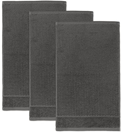 Frottana Pearl Gästetuch 30 x 50 cm aus 100% Baumwolle, Graphite 3er Set