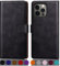 SUANPOT [RFID Schutz für iPhone 13 Pro Max 6,7-Zoll Hülle PU Leder Handyhülle Lederhülle Klapphülle Kartenfach Flip Cover für Apple 13 Pro Max Handy hülle Leather Wallet Phone Case Schwarz