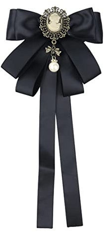 Vintage Damen Schleifenbrosche Bowknot mit Perle Brosche Mädchen Schleife Brosche Broschennadeln für Kleider, Hemden, Jacken (Schwarz)