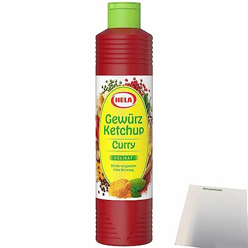 Hela Curry Ketchup Delikat 1er Pack (1x800ml Flasche) + usy Block