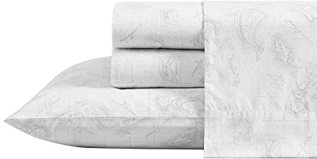 Eddie Bauer - King Sheets, Cotton Percale Bedding Set, Crisp & Cool Home Decor (Fish ATOL, King)