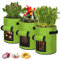 AufuN Pflanzsack Kartoffel 10 Gal, 3 Stück 38L Pflanzen Tasche, mit Klettverschluss Sichtfenster und Griffen, Wiederverwendbar, zur Aufzucht für Erdbeeren, Karotten, Tomaten, Blumen (35x40cm, Grün)