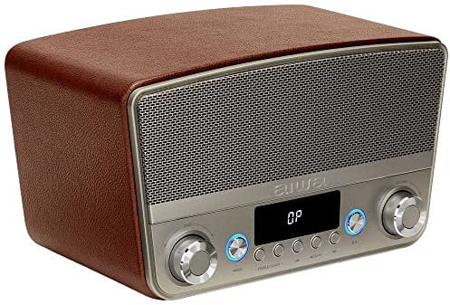 Aiwa BSTU-750BR - Vintage Style Compact Speaker (Active, Stereo, 50W RMS, Bluetooth, Optical Input, USB, HDMI-ARC, RCA, FM and Input 6.3mm and 3.5mm) Colour: Brown