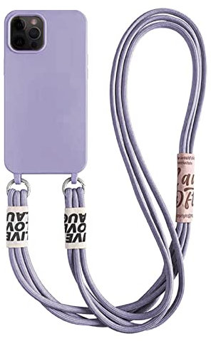 Emlivi Handykette Hülle für iPhone 11 Necklace Handyhülle Nylon Schultergurt Liquid Silikon TPU Cover mit Kordel zum Umhängen Schutzhülle mit Stylische Band Case für iPhone 11, Lavendel