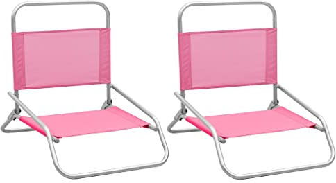 INLIFE Chaises de Plage Pliables 2 pcs Rose Tissu (4.45kg)