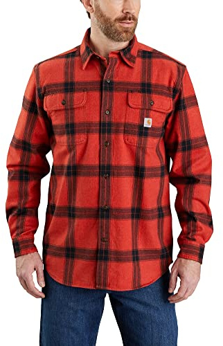 Carhartt Herren Langärmeliges Karomuster aus Schwerem Flanell mit Lockerer Passform Hemd