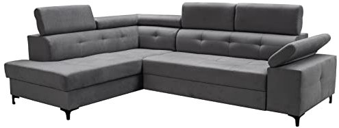 SEPRO MÖBEL BERGAMO Exklusive Ecksofa, Eckcouch mit Schlaffunktion und Bettkasten | Schlafsofa für Wohnzimmer Schlafzimmer | Möbel & Möbelsets | Modern Zimmer-Sofa | Couch Home Decor Deko | Anthrazit