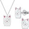 JAYARE Kinder Schmuckset Mädchen - Alpaka Lama - Halskette und Ohrringe - Kette Silber 925 mit Anhänger und Ohrstecker