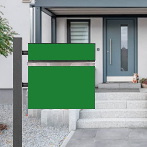 banjado® Standbriefkasten Anthrazit mit Motiv Grün & Zeitungsfach/Briefkasten mit Standfuß in Anthrazit/Postkasten A4 Einwurf inkl. Montagematerial & 2 Schlüsseln