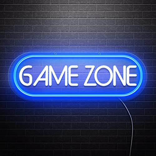 SOLIDEE Game Zone Insegna Luminosa LED Dimmerabile Gaming Scritte Neon Sign Alimentata da USB Luce al neon lampada gaming Decorazione per Camera da Letto Sala Giochi Bar Feste Regalo per Bambini