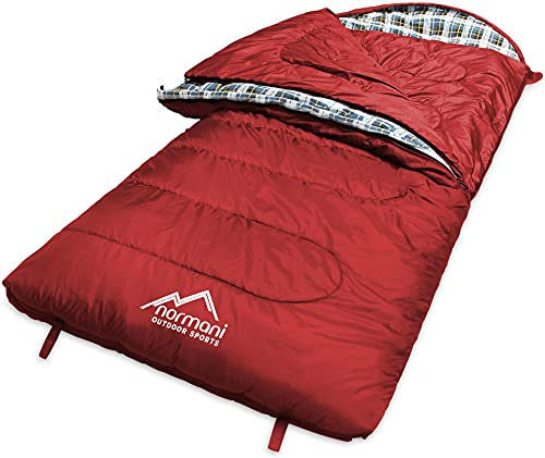 normani 4-in-1-Funktion Extrem Outdoor Schlafsack 'Antarctica' aus Nylon Rip-Stop mit 500 + 250 g/m² Hollow Fiber Füllung 220 x 90 cm Farbe Dunkelrot Größe Links