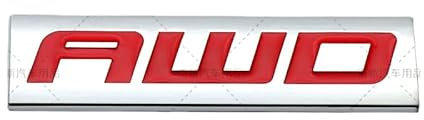 3D Metall Logo Emblem Heckklappe Seitenaufkleber Abzeichen Auto Aufkleber Abzeichen für 4 Radantrieb SUV Off Road (AWD Silber rot)