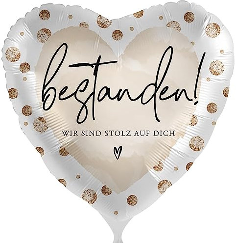 Folienballon Bestanden - Stolz auf Dich Abitur Ballon Abi Meisterprüfung Bacherlor Master Führerschein Staatexam Geschenk Absolventen -Made in EU Luftballon bestanden Prüfung Helium geeignet