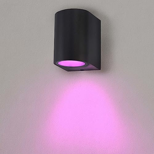 Ledvion - SMART LED Wandleuchte Sacramento, GU10 Up&Down, IP54, Schwarz & Quadratisch, Außenleuchte, Außenbeleuchtung