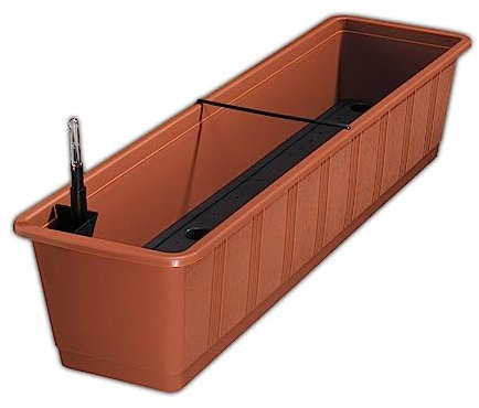 Erhard-Trading Blumenkasten Aqua Green Plus Balkonkasten mit Wasserspeicher (Größe 2 (80 cm), Terracotta)