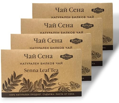 ALIN tè alle foglie di senna 20 bustine di tè per confezione, tisana naturale al 100% - senza additivi, erba di senna, lassativo naturale con effetto delicato