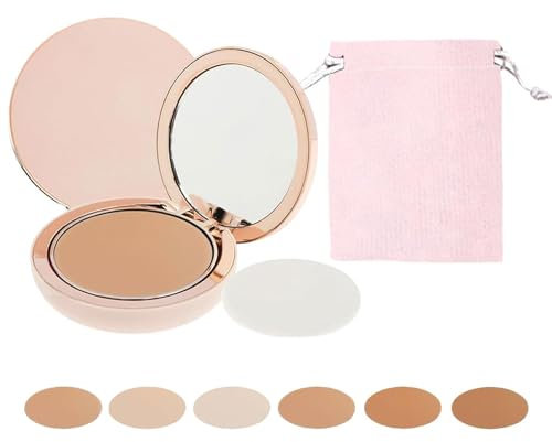Qklovni CC Cream Compact LSF 50+, CC Cream Make-up, langanhaltend, wasserdicht und schweißfest, Concealer-Puder, mit Spiegel und Make-up-Tasche (natürliche Farbe)