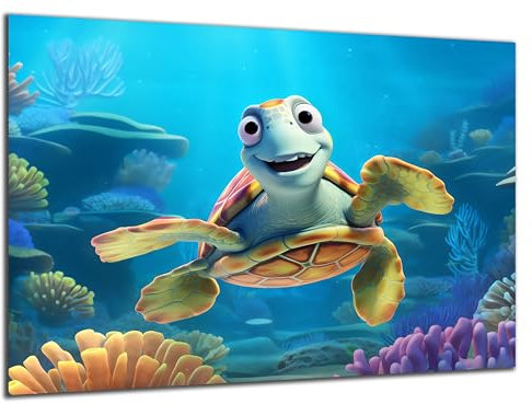 Munera Design - Bild 56x84 - süße Tiere Fantasie-Wesen Schildkröte - Wand-Bilder Kinder-Zimmer