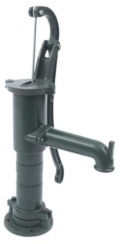 SenhE Modern, Decorative Cast Iron Green Garden Water Well Pump, 19.69ft Suction Range, Manual Operation