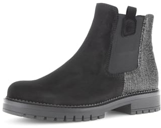 Gabor Damen Chelsea Boots, Frauen Stiefeletten,halbstiefel,Kurzstiefel,uebergangsschuhe,uebergangsstiefel,flach,schwarz (Micro),40 EU / 6.5 UK