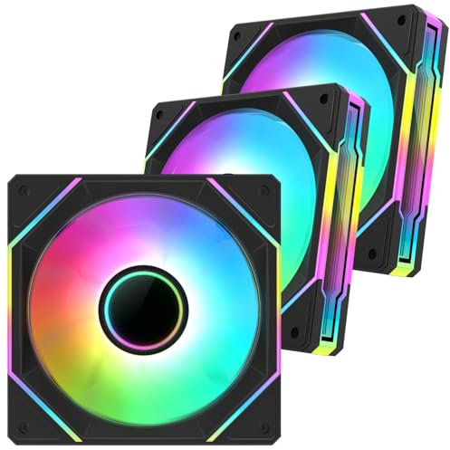 Cooler Power 120mm Black Mirror RGB Fans, Premium PC Fans, High Airflow, Ultra-Quiet Speed Control (PWM), Universal RGB SYNC(Aura, Fusion, Mystic) (Black, 3 Pack)