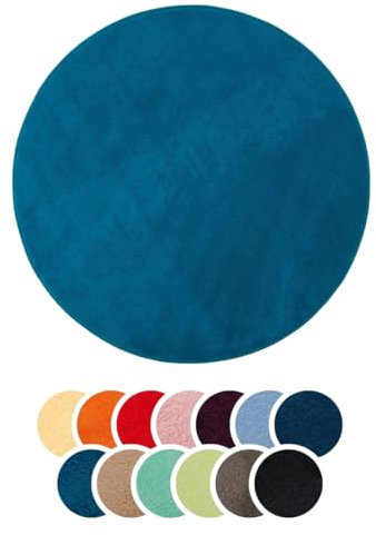 liebling Badteppich, 100% Polyester - Mikrofaser, Serie Santos, Ø 110 cm,1500 g/m², 30 Grad waschbar, Farbe: Petrol