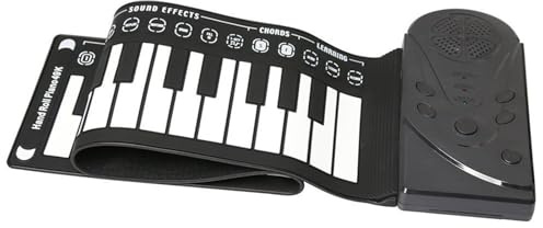 49-Tasten-Handrollklavier Mit Lautsprecher Tragbares Zusammenklappbares Elektronisches Klavier Rollbares Klavier Für Anfänger Für Üben(Black)