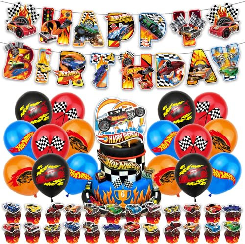 Hot Car Birthday Party Decorations, Party Supplies, Happy Birthday Banner, Balloons, Cake Topper, Cupcake Toppers, Cake Decorations