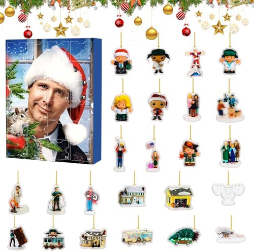 Christmas Adventskalender 2024,Weihnachtsferien Adventskalender 24-tägiger Weihnachtsferien-Countdown-Kalender 2D Acryl Figuren Anhänger Advent Calendar Spielzeug