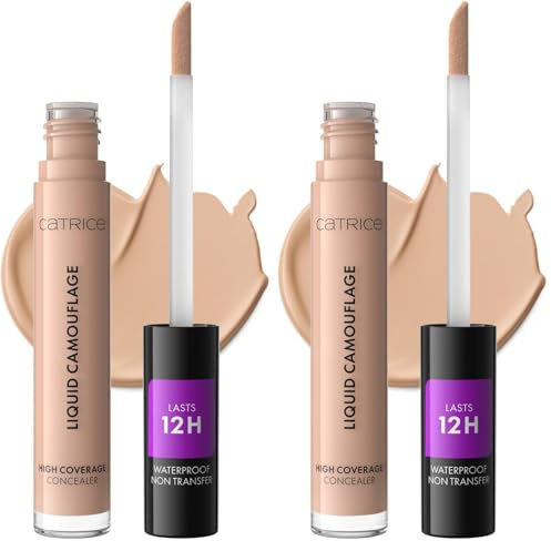 Catrice Liquid Camouflage High Coverage Concealer, Nr. 007, Nude, für trockene Haut, für unreine Haut, für Mischhaut, vegan, ölfrei, wasserfest, ohne Alkohol, 2er Pack (5ml)