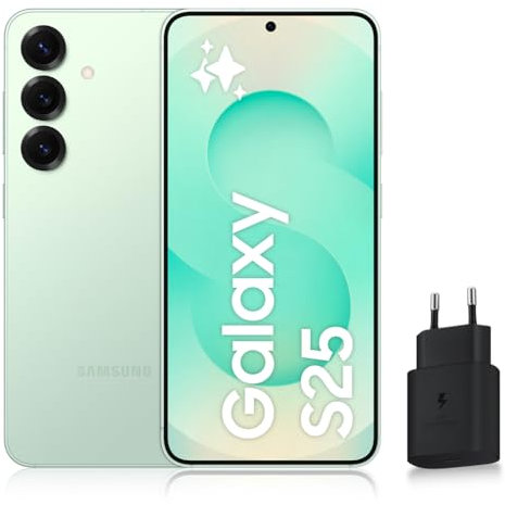 Samsung Galaxy S25, Smartphone Android 5G avec Galaxy AI, 128 Go, Chargeur secteur rapide 25W inclus, Smartphone déverrouillé, Vert d’eau, Version FR