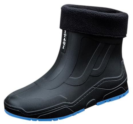 Botas de goma para hombre de media altura, desmontables y lavables, botas de lluvia acolchadas de algodón acolchadas, botas cortas para vela al aire libre, botas de pesca, ligeras y duraderas, Blau2,