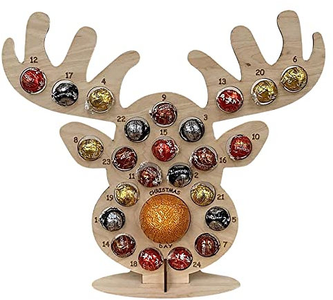 Adventskalender Holz,Schokoladenparty,Weihnachtsfeier, Schokoladenrahmen Dekoration,Partydekoration, Geschenke für Kinder, Weihnachtsdekorationen, Heimdekoration (B, One Size)
