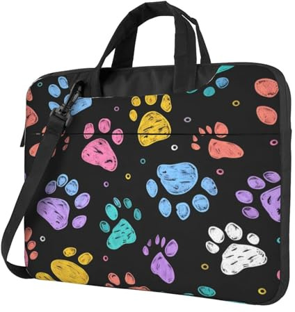 Mexpekil Laptoptasche mit Tiermotiv, Hund, Katze, Pfotenabdruck, Kuriertasche, Computer-Aktentasche mit Gurt