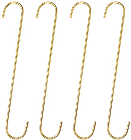 QUARKZMAN 4 ganchos en S largos de 12 pulgadas, ganchos en S extra largos de metal de alta resistencia, acero al manganeso para organizar utensilios de cocina, jardín, baño, garaje, armario, tono